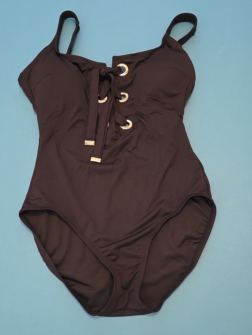 Classic Black Lace-Up Kids One-Piece Swimsuit